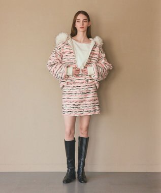 GRACE CONTINENTAL ミックスヤーンツイードスカート ピンク