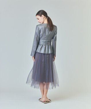 GRACE CONTINENTAL ラメWOOLボウジャケット グレー