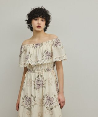 GRACE CONTINENTAL レースコンビクロスステッチワンピース キナリ