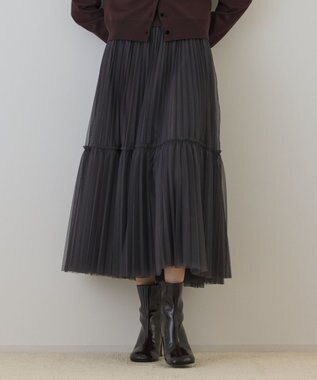 GRACE CONTINENTAL チュールティアードスカート グレー