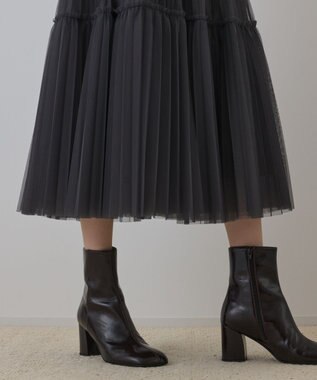 GRACE CONTINENTAL チュールティアードスカート グレー