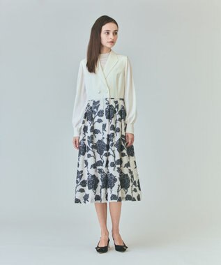 GRACE CONTINENTAL フラワージャガードテーラードレス キナリ