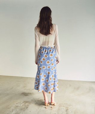 GRACE CONTINENTAL マーガレットフラワープリントスカート ブルー