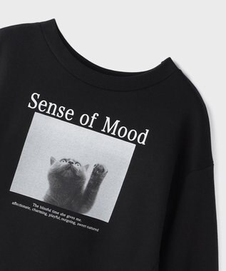 GRACE CONTINENTAL Catphoto裏毛トップ ブラック