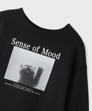 GRACE CONTINENTAL Catphoto裏毛トップ ブラック