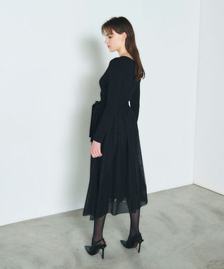 GRACE CONTINENTAL チュールコンビニットワンピース ブラック