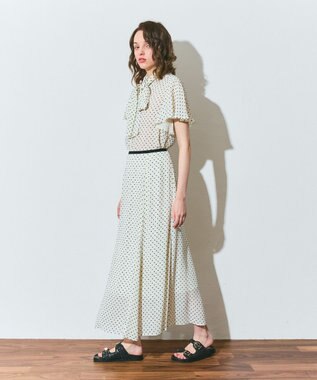 GRACE CONTINENTAL ドットジャガードボウタイブラウス キナリ