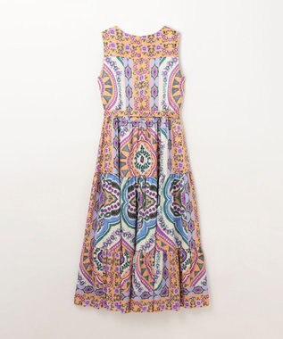 GRACE CONTINENTAL パネルプリントティアードワンピース オレンジ