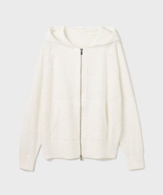 GRACE CONTINENTAL スパンコールニットパーカー ホワイト