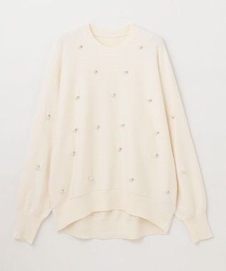 GRACE CONTINENTAL パールドットニットトップ ホワイト