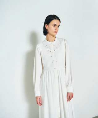 GRACE CONTINENTAL 刺繍シャツワンピース ホワイト
