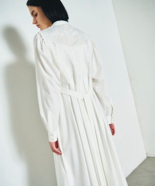 GRACE CONTINENTAL 刺繍シャツワンピース ホワイト