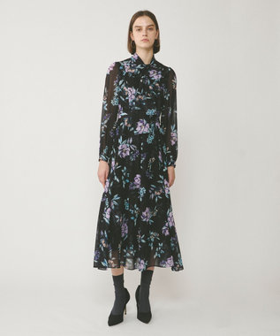 GRACE CONTINENTAL フラワーレイヤーワンピース ブラック