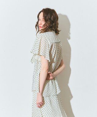 GRACE CONTINENTAL ドットジャガードボウタイブラウス キナリ