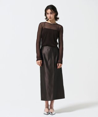 GRACE CONTINENTAL シアークルーニットトップ ブラウン