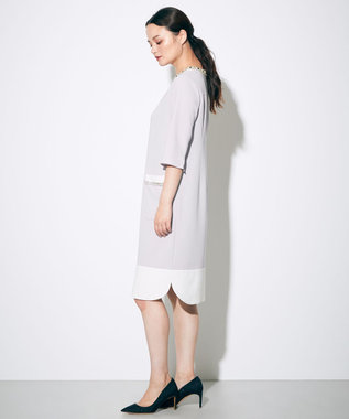 GRACE CONTINENTAL バイカラービジューワンピース グレー