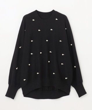 GRACE CONTINENTAL パールドットニットトップ ブラック