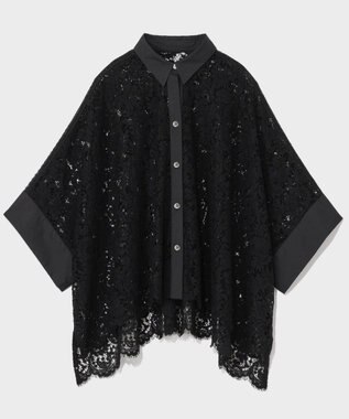 GRACE CONTINENTAL レースポンチョシャツ ブラック