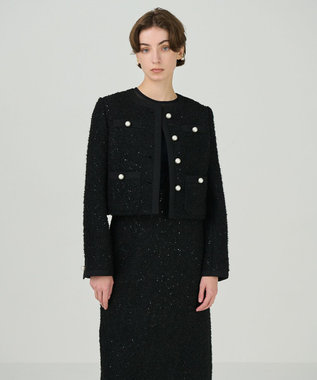 GRACE CONTINENTAL ツイードショートジャケット ブラック