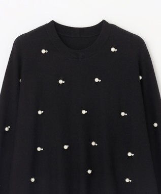 GRACE CONTINENTAL パールドットニットトップ ブラック