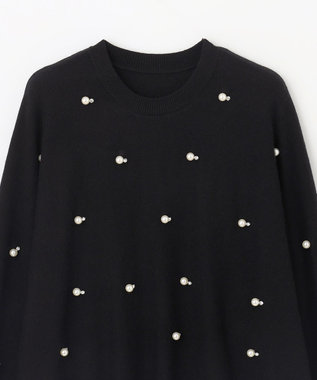 GRACE CONTINENTAL パールドットニットトップ ブラック