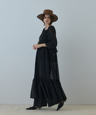 GRACE CONTINENTAL レースコンビカットジャガードワンピース ブラック