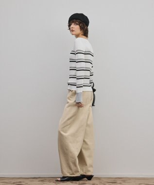 GRACE CONTINENTAL ラメボーダーニットトップ ホワイト