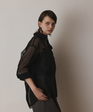 GRACE CONTINENTAL メッシュオーバーシャツ ブラック