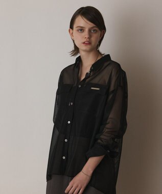 GRACE CONTINENTAL メッシュオーバーシャツ ブラック