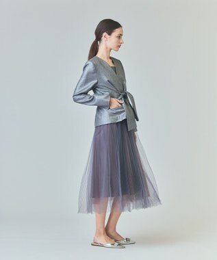 GRACE CONTINENTAL ラメWOOLボウジャケット グレー