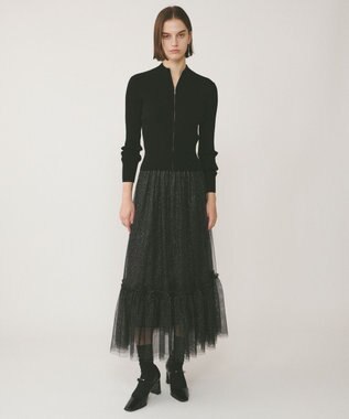 GRACE CONTINENTAL リブニットzipトップ ブラック