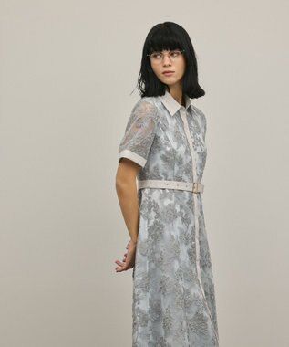 GRACE CONTINENTAL フラワーコード刺繍ワンピース グレー