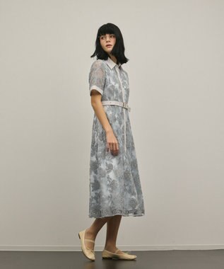 GRACE CONTINENTAL フラワーコード刺繍ワンピース グレー