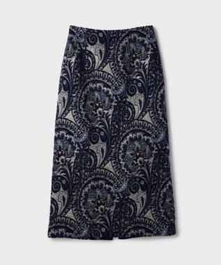 GRACE CONTINENTAL ラメペイズリージャガードスカート ネイビー