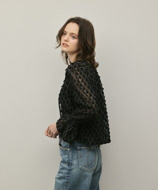 GRACE CONTINENTAL モチーフチュールブラウス ブラック