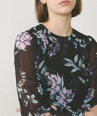 GRACE CONTINENTAL フラワーレイヤーワンピース ブラック