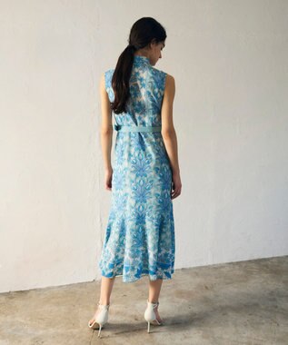 GRACE CONTINENTAL サラサストライププリントワンピース ブルー