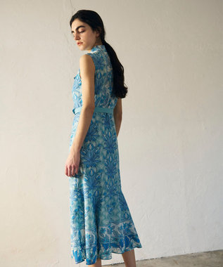 GRACE CONTINENTAL サラサストライププリントワンピース ブルー