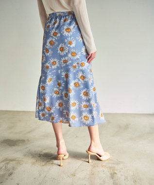 GRACE CONTINENTAL マーガレットフラワープリントスカート ブルー