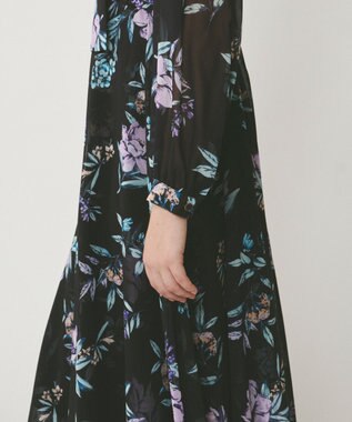 GRACE CONTINENTAL フラワーレイヤーワンピース ブラック