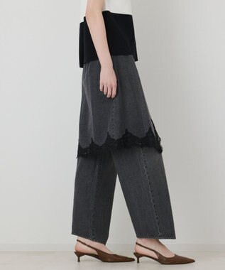 GRACE CONTINENTAL レーススカートレイヤードデニム ブラック
