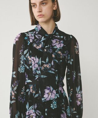 GRACE CONTINENTAL フラワーレイヤーワンピース ブラック