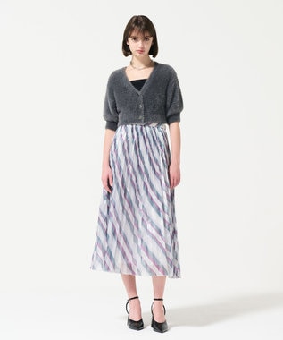 GRACE CONTINENTAL ラメラインプリーツスカート パープル