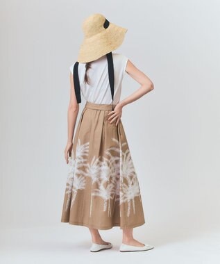 GRACE CONTINENTAL プラージュプリントタックスカート ベージュ