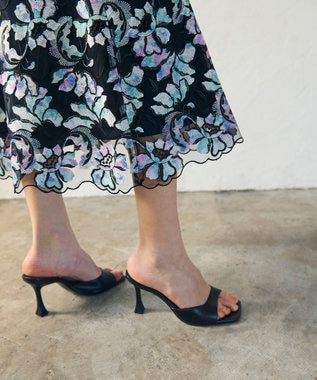 GRACE CONTINENTAL フラワー刺繍プリントスカート ブラック