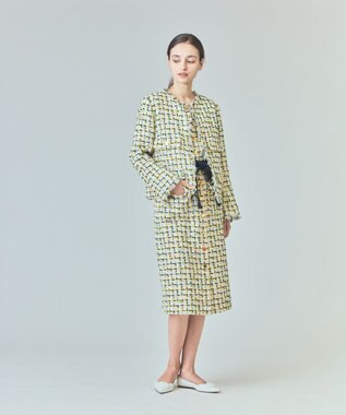 GRACE CONTINENTAL チュールヤーンツイードワンピース イエロー