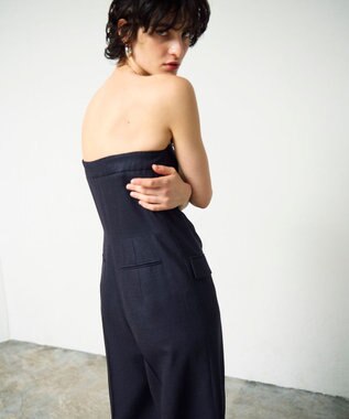 GRACE CONTINENTAL リネンタッチビスチェサロペ ネイビー