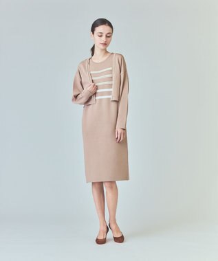 GRACE CONTINENTAL パールショートカーディガン キャメル