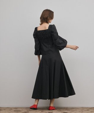 GRACE CONTINENTAL ラメドットタフタジャガードトップ ブラック