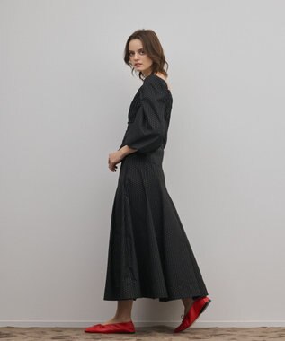 GRACE CONTINENTAL ラメドットタフタジャガードトップ ブラック